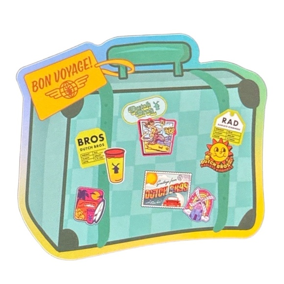 Dutch Bros Sticker Bon Voyage Suitcase Travel Coffee Collectible - Picture 1 of 4